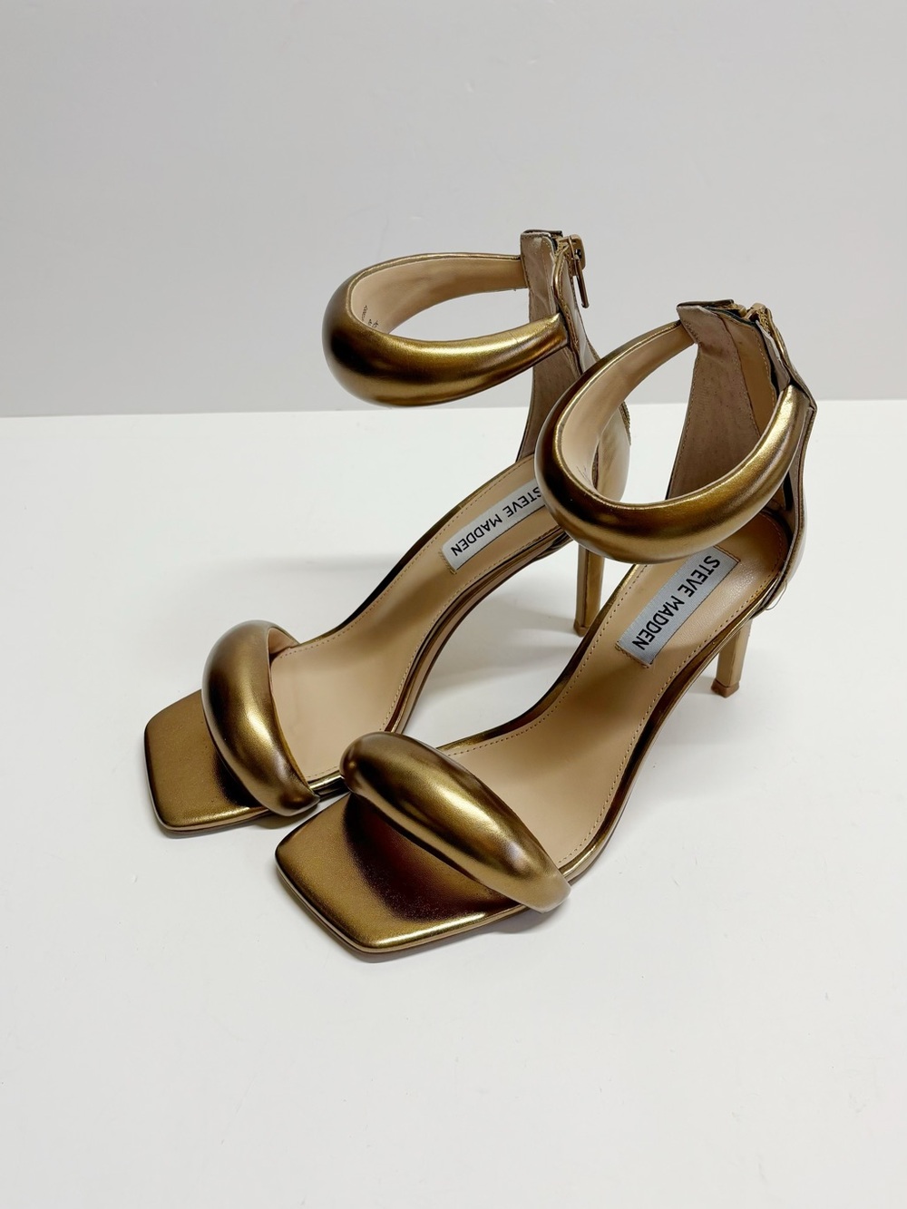 Steve Madden Metallic Gold Ankle-Strap Heels